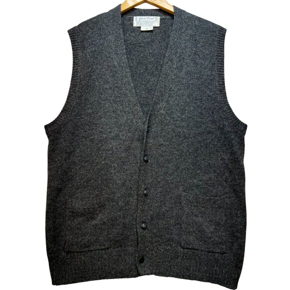 Giani Leone Mens Button Front Cardigan Wool Sweater Knit Size XL Gray Sleeveless - Picture 1 of 10